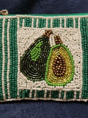 America & Beyond Beaded Avocado Coin Purse - Green & White